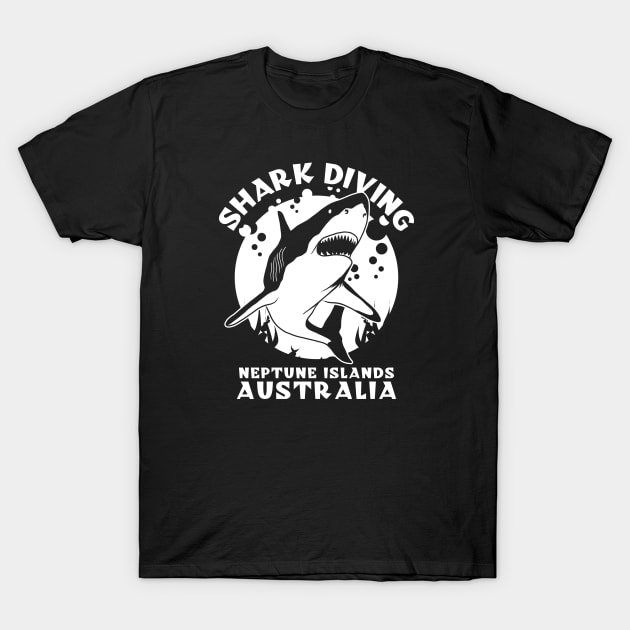 Shark Diving At Neptune Islands Australia T-Shirt by TMBTM